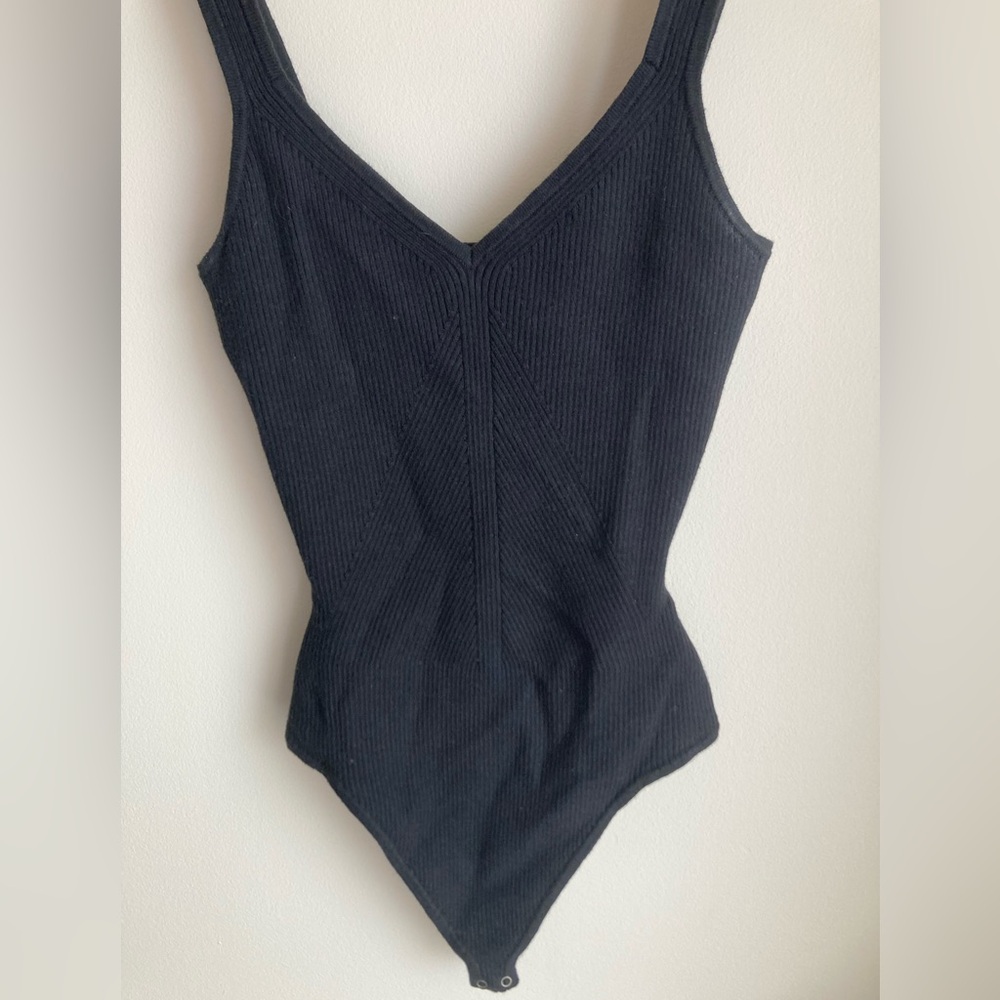 Flattering Ribbed-Knit Abercrombie & Fitch Black Bodysuit, Size M
